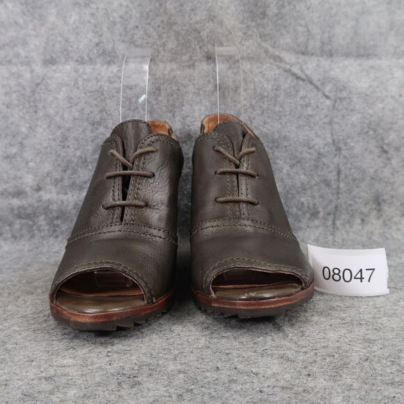 Biala Shoes Women 38 Bootie Wedge Fashion Leather Lace Up Bayley Slingback Olive - Picture 3 of 16